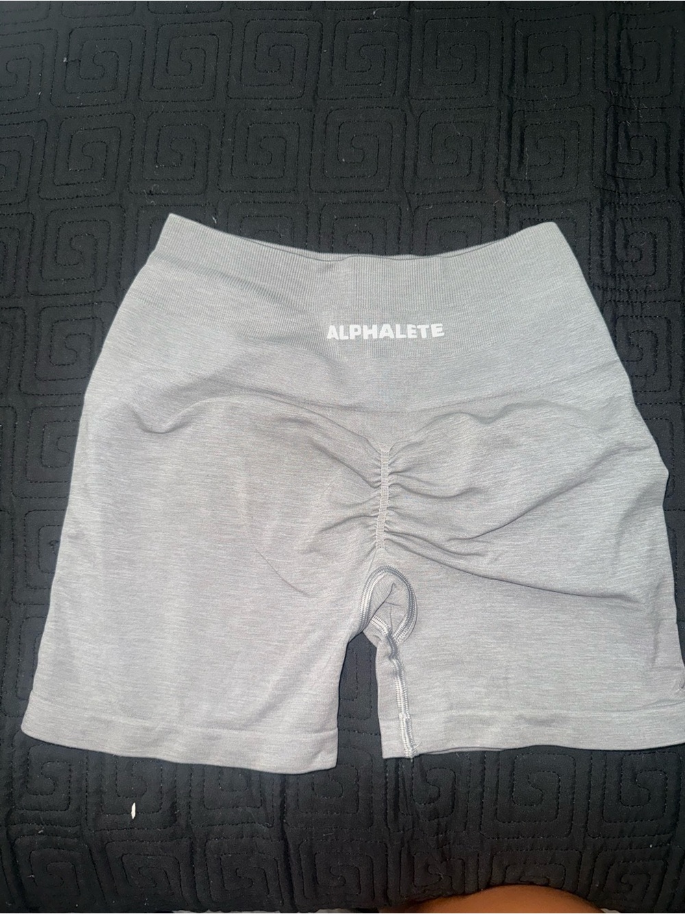 Alphalete Light Gray High-Waist Scrunch Bike Shorts